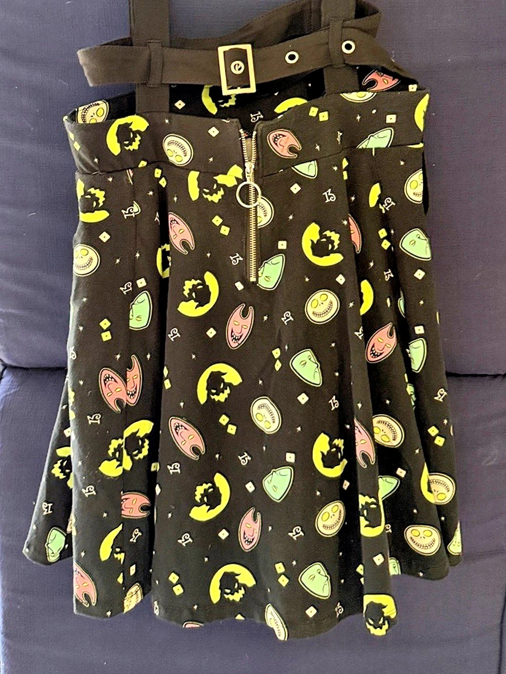 Disney The Nightmare Before Christmas Black & Green Mini Dress Medium